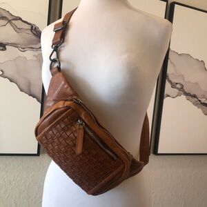 Anthropologie Brown Woven Crossbody Bag